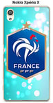 Coque Sony Xperia X design Foot France fond bleu