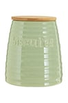 Premier Housewares Biscuit Ceramic Kitchen Storage Jars green Cookie Jars for Biscuits Canisters for The Kitchen Tea Coffee Sugar Tea Coffee and Sugar Canisters