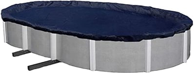 Winter Block Bâche d'hiver de qualité supérieure pour Piscine Hors Sol Ovale – 3 x 4,5 m – Housse d'hiver pour Piscine Hors Sol avec câble – Résistance et durabilité – Protection UV – Bleu uni