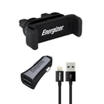 Kit Voiture Energizer Support Grille Universel 4 À 6" Noir Chargeur 1a 1usb Câble Lightning Vers Usb-A Inclus