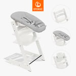 STOKKE® Tripp Trapp® barnstol bok vit inkl. Newborn Set™ Grey och Baby Set V2 vit