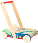 Small Foot- Chariot de Marche Move it, en Bois, avec 27 Blocs de Construction imprimés, pour Les Premiers Jouets, 11435, Multicolore