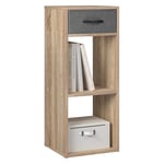 WOLTU Bibliothèque, Meuble de Rangement à 3 Niveaux avec Tiroir, Étagère Autoportante, Étagère Cubique Ouverte, pour Bureau, Chambre à Coucher, Salon, Chambre d'enfant, Chêne Clair, SK055hei