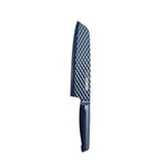 Blue Diamond Sharp Stone, Coutellerie en Inox, Couteau Santoku de 18 cm avec Gaine de Protection, Couteau Japonais, Lame Texturée Imitant le Diamant, Résistant au Lave-Vaisselle, Bleu