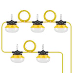 VEVOR Guirlande Lumineuse Chantier 15,24 m 5 Ampoules LED Connectables 5000 K 50 W 5000 lm Étanche IP65 Crochets de Suspension, pour Chantier de Construction, Éclairage Temporaire Intérieur Extérieur