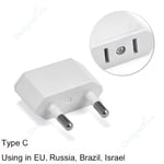 Adaptateur de voyage pour prise électrique,convertisseur de puissance,prise secteur,américain,mexicain,Canada,chine,japon - Type eu plug white #B