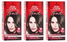 Schwarzkopf Poly Color Natural Brown Cream Permanent Hair Dye Tint 39 Pack X 3