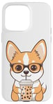 iPhone 15 Pro Max Cute Pun Corgi Dog Drink Bubble Tea Boba Tea Puppy Dog Lover Case