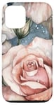 Coque pour iPhone 14 Rose vintage rouge pastel