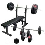 Gorilla Sports Benkpress PRO vektstang, curlstang, manualsett - 100kg