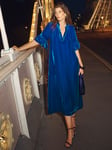 NRBY Tatiana Velvet Midi Dress, Peackcock Blue