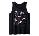 Pink Flamingo in Space Stars Astronaut Hat Tropical Theme Tank Top