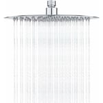 Tete de Douche Inox - Douche Economie d'Eau, Pommeau de Douche Ronde 25CM, Tete de Douche Pluie Universelle Filetage 1/2 Pouce, Rotatif 360°,