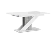 Burnie - table à manger extensible - blanc et effet béton - 4 à 6 personnes - Best Mobilier