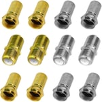 6 PCS Jeu de Connecteurs F Connecteur de Compression Mâle Jack Adaptateur SMA Femelle Connecteur Coaxial Adaptateur Prise F vers TV pour Remplacement du Connecteur d'Antenne(Or et Argent)(Q313)