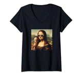 Womens Mona Lisa Gelato Ice Cream V-Neck T-Shirt