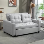 2 Seater Pull Out Sofa Bed with Pockets for Living Room Grey Convertible Settee