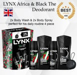 LYNX Africa & Black The Deodorant Gift Set Shower Tool, 2x Body Wash & 2x Body 4