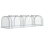 Serre de jardin tunnel 3,5L x 1l x 0,8H m 3 portes zippées bâche pvc transparent métal époxy vert