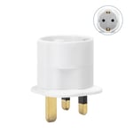 Adaptateur de Voyage européen vers Anglais de Couleur Blanche, idéal pour Vos escapades. Permet de connecter des appareils dans différents Pays sans tracas. Compact et Pratique.