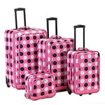 Rockland Luggage Dot 4 Piece Luggage Set, Pink Dot, One Size