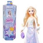 Mattel Disney Frozen Elsa Fashion Doll Set, Spin & Reveal with 11 Surprises Including 5 Accessories, 5 Stickers & Play Scene, Inspired by Disney Movie, HTG25