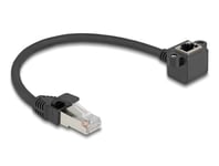 Delock Nätverksförlängningskabel Rj45 Hane Till Rj45 Hona 90° Vinklad Cat.6 F/Utp 0,25 M Svart