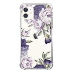 La Coque Francaise - Coque Silicone Compatible avec iPhone 11 - Protection Souple et Renforcée - Coins Antichocs - Fine et Transparente - Coque Arrière - Pivoines Violettes