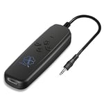 Bluetooth 5.2 Transmitter and Receiver, 2-in-1 Wireless Audio Bluetooth Adapter, Portable 3.5mm Low Latency Bluetooth Transmitter for TV/PC/Home Stereo/Car Sound System/Wired Speakers