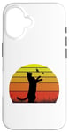 Coque pour iPhone 16 T-shirt rétro chat et papillons