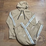 Nike Fleece Repeat Logo Full Tracksuit Set Hoodie Joggers Beige S DM6838 247