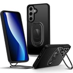 SHIELDS UP for Samsung S24 Case with Stand, Matte Back Phone Case with Double Ring Holder Kickstand【Adjustable & Foldable】 Shockproof Translucent Protective Cover for Galaxy S24 - Frosted Black