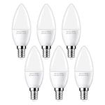 Flaspar E14 LED Light Bulb 60W Equivalent, E14 Candle Bulb Warm White 3000K, 7W Small Edison Screw E14 Bulb, 600LM, Energy Saving LED Light Bulbs, 6 Pack