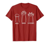 Funny Cat Rock Paper Scissors Hand Game Cute Paw T-Shirt