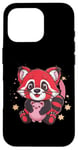 Coque pour iPhone 16 Pro Panda kawaii rouge avec tirelire