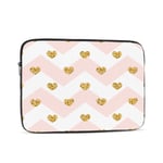 Laptop Case,10-17 Inch Laptop Sleeve Case Protective Bag,Notebook Carrying Case Handbag for MacBook Pro Dell Lenovo HP Asus Acer Samsung Sony Chromebook Computer,Gold Heart Pink White Geometri 15 inch