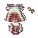 HINK Baby Outfit Unisex,Toddler Baby Girls Striped Printed Tops Ruffle Shorts Headbands Outfits 6-12 Months Red Girls Outfits & Set For Baby Valentine'S Day Easter Gift
