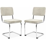 Sweeek - Lot de 2 chaises cantilever. velours côtelé Crème - Maja