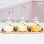 Fournitures de cuisine Boîte à épices en verre domestique Boîte de rangement pour bouteille d'assaisonnement Salière Bol à sucre Pot d'assaisonnement Assaisonnement Bouteille Set-3 Pots d'assaisonneme