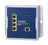 PLANET WGS-E304PT Industrial PoE+ Wall-mounted Extender 1-Port PoE++ to 4-Port Sender og mottaker Blå