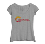 T-Shirt Femme Col Echancré Contra Jeux Vidéo Retro Gaming Vintage Arcade 80's