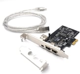 Carte d'extension PCIe 3 ports Firewire 1394 A, PCI Express (1X) vers adaptateur externe IEEE 1394 (2 x 6 broches + 1 x 4 broches) avec support discret pour PC de bureau et connexion DV