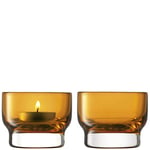 LSA Utility Tealight Holder H6cm Amber | Set of 2 | Mouthblown & Handmade Glass | UT82