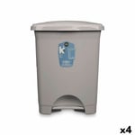 Poubelle à pédale Gris Plastique 30 L [4 Unités]