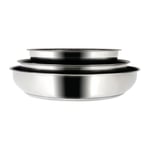 Sitram 716942 Lot de 3 Poêles en Acier Inoxydable ARPEGE Ø 20,24,28 cm Extérieur Miroir - Cuisine saine car Sans Revêtement Anti-adhésif nocif - manche amovible SITRAMOVIBLE - Tous feux dont Induction