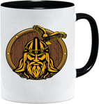 Jungle Mug Tasse viking nordique | Idée cadeau pour les hommes âgés, papa, grand-père, tasse à café, motif viking, tête de mort, chope à bière thors hammer (VIKING021)