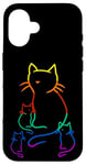 Coque pour iPhone 16 Chaton arc-en-ciel famille chat enfant bébé