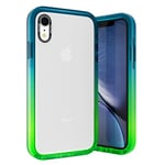 Angeston Compatible with iPhone XR Case Gradient Cute Anti Scratch Slim Phone Case Cover TPU Bumper Hard PC Back Shockproof Protective Case for iPhone XR (Blue Green)