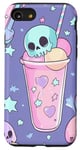 Coque pour iPhone SE (2020) / 7 / 8 Kawaii Grim Reaper Boba Tea Squelette Crâne Pastel Goth