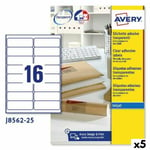 Printer labels Avery J8562 25 Ark 99,1 x 33,9 mm Gennemsigtig (5 enheder)